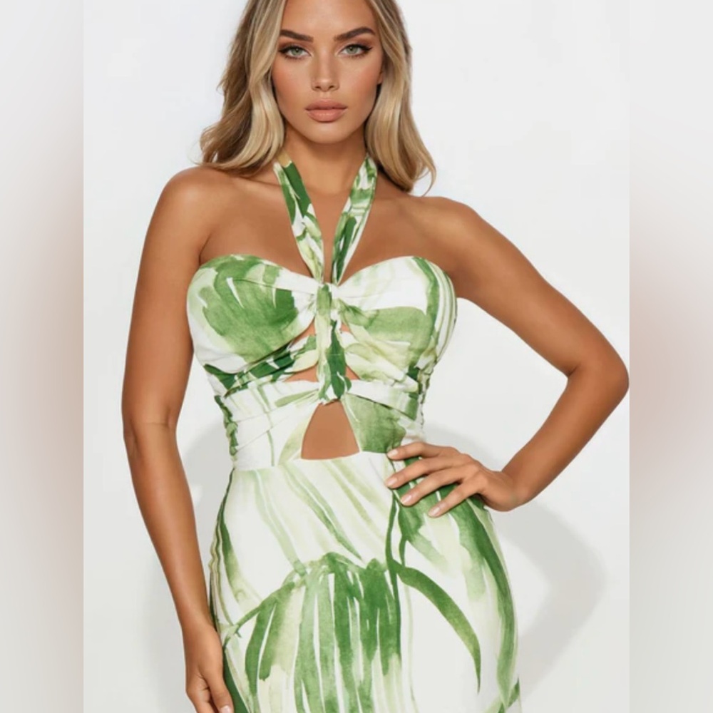 Fashion Nova Leafy Green Maxi Dress - Picture 2 of 12